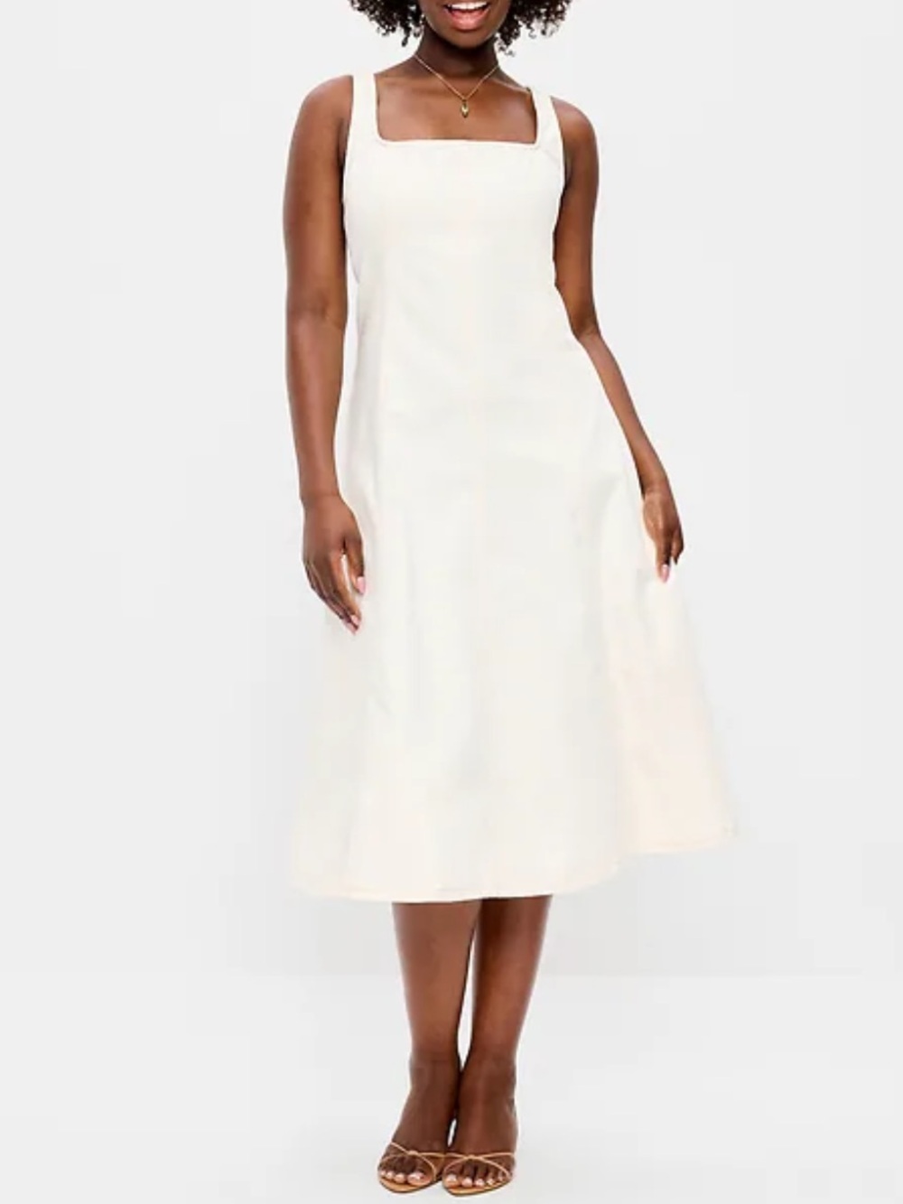 Old Navy Cream Square-Neck Sleeveless Midi Dress - Picture 1 of 3